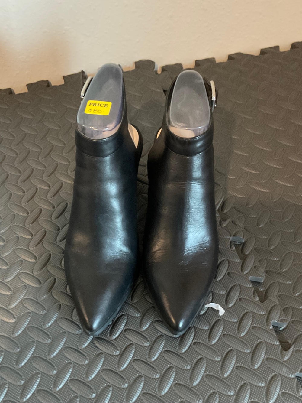 Nine West Black Pointed Leather Ankle Booties